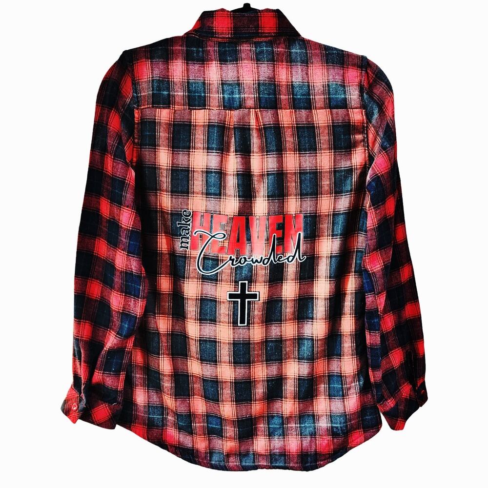 2FOR$30 - Make Heaven Crowded Custom Upcycled Plaid Sherpa Lined Shirt